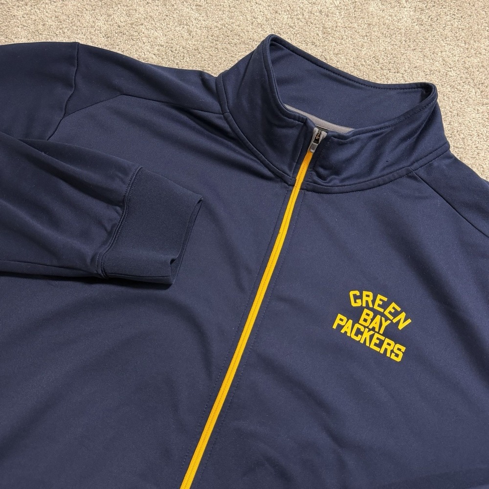 Nike Green Bay Packers Track Jacket Mens 2XLT Navy Blue Throwback Full Zip NFL